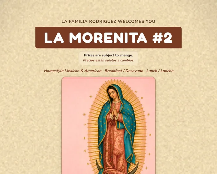 La Morenita #2 restaurant menu cover design